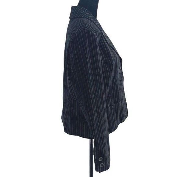 CASLON women's multi color striped black VELVET  BLAZER JACKET size Large Petite - Picture 4 of 13